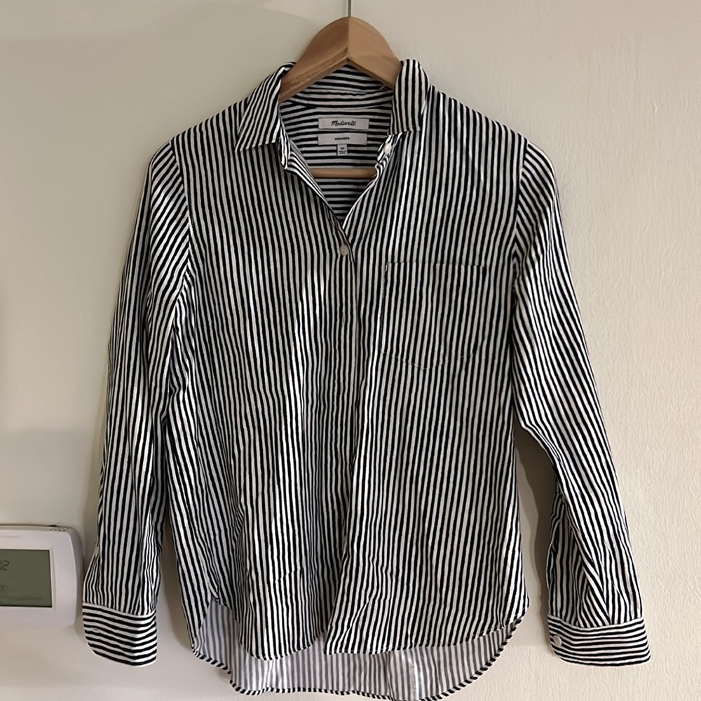 Madewell B&W stripe button down, XS